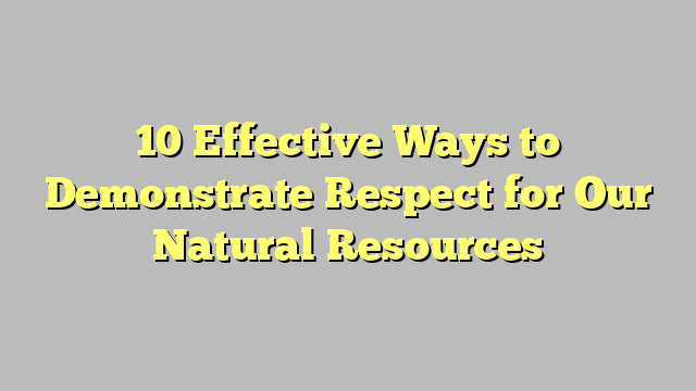 10 Effective Ways to Demonstrate Respect for Our Natural Resources