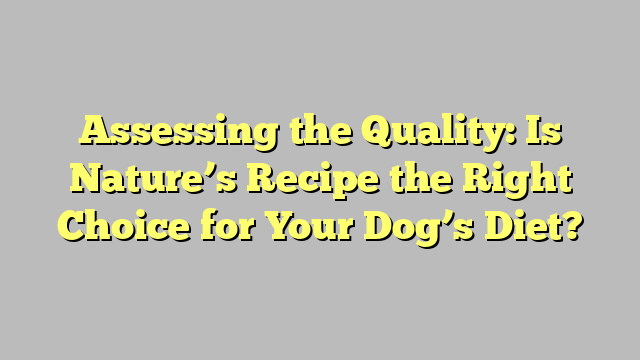 Assessing the Quality: Is Nature’s Recipe the Right Choice for Your Dog’s Diet?