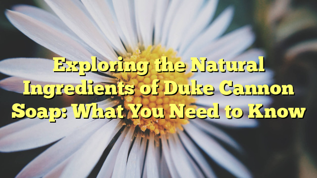 Exploring the Natural Ingredients of Duke Cannon Soap: What You Need to Know