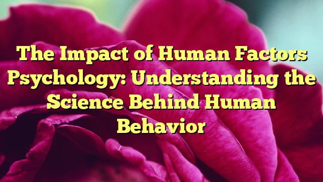 The Impact of Human Factors Psychology: Understanding the Science Behind Human Behavior