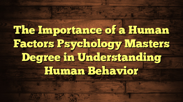 The Importance of a Human Factors Psychology Masters Degree in Understanding Human Behavior