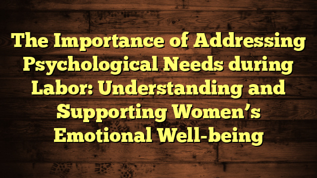 The Importance of Addressing Psychological Needs during Labor: Understanding and Supporting Women’s Emotional Well-being