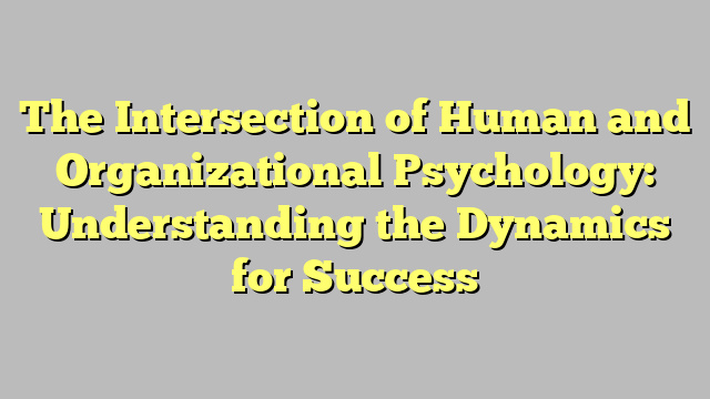The Intersection of Human and Organizational Psychology: Understanding the Dynamics for Success