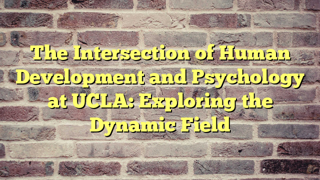 The Intersection of Human Development and Psychology at UCLA: Exploring the Dynamic Field