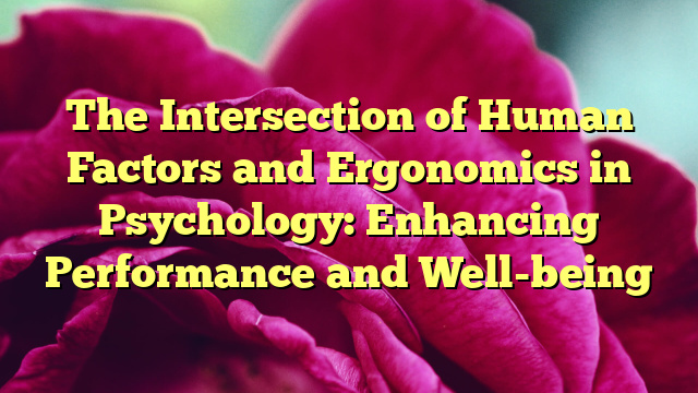 The Intersection of Human Factors and Ergonomics in Psychology: Enhancing Performance and Well-being