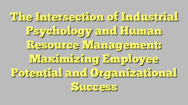The Intersection of Industrial Psychology and Human Resource Management: Maximizing Employee Potential and Organizational Success