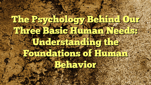 The Psychology Behind Our Three Basic Human Needs: Understanding the Foundations of Human Behavior