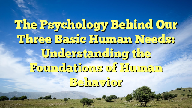 The Psychology Behind Our Three Basic Human Needs: Understanding the Foundations of Human Behavior