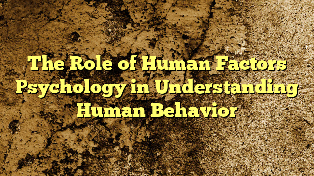 The Role of Human Factors Psychology in Understanding Human Behavior