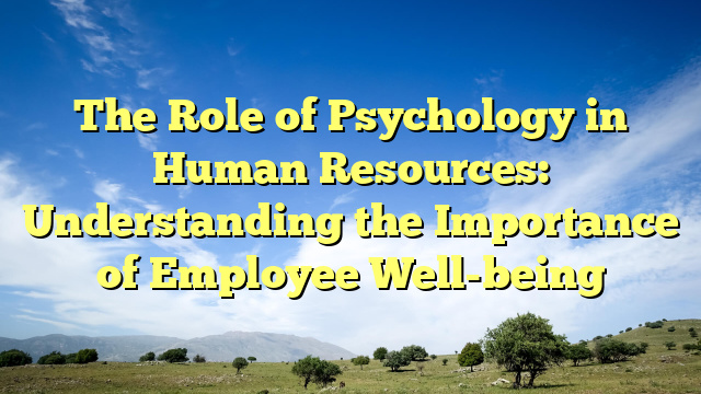 The Role of Psychology in Human Resources: Understanding the Importance of Employee Well-being