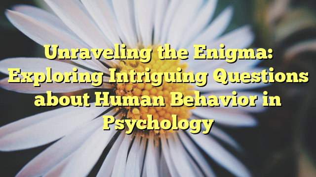 Unraveling the Enigma: Exploring Intriguing Questions about Human Behavior in Psychology